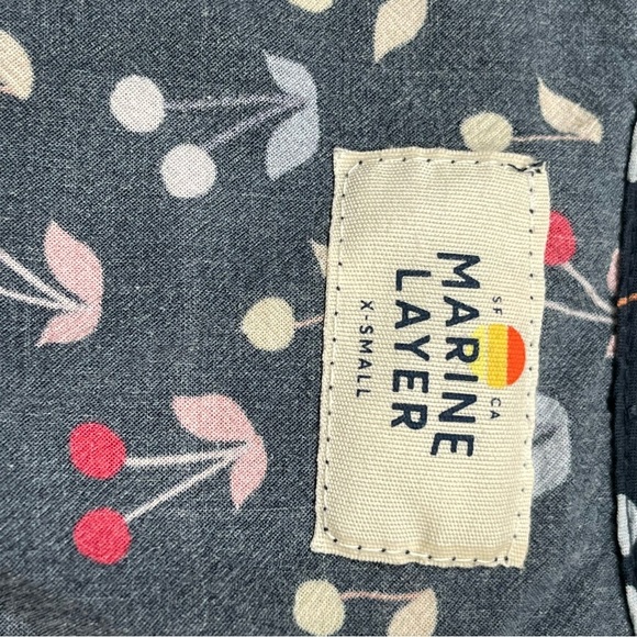 Marine Layer Holli Jumpsuit Wide leg cherry print Size XS navy - Picture 7 of 13